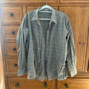 EUC Geoffrey Beene Brown checkered long-sleeved button down, 17.5 neck